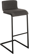 Moderne Zwarte Barkruk - Bistrokruk - Ergonomisch Design, Onderhoudsvriendelijk Kunstleer Kleur donkergrijs Materiaal Stof