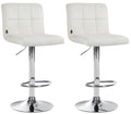 2-delige set Fluwelen Barkrukken - Hockers - Hoogteverstelbaar & 360° Draaibaar Kleur crème Onderstel Kleur chroom