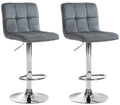 2-delige set Fluwelen Barkrukken - Hockers - Hoogteverstelbaar & 360° Draaibaar Kleur donkergrijs Onderstel Kleur chroom