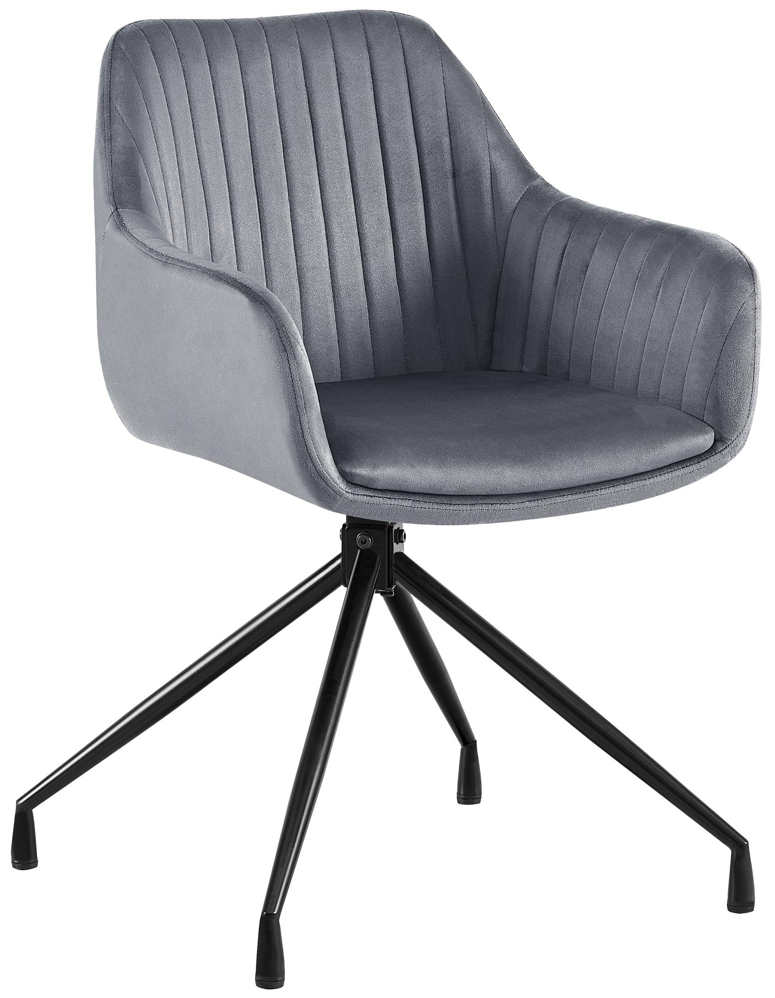 Eetkamerstoel - Dining Chair - Ultiem Zitcomfort & Draaifunctie, Fluweel of Kunstleer Kleur donkergrijs Materiaal zacht