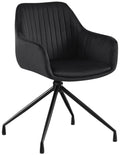 Eetkamerstoel - Dining Chair - Ultiem Zitcomfort & Draaifunctie, Fluweel of Kunstleer Kleur zwart Materiaal zacht