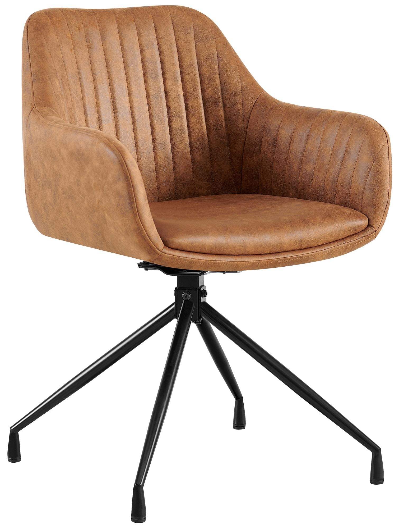 Eetkamerstoel - Dining Chair - Ultiem Zitcomfort & Draaifunctie, Fluweel of Kunstleer Kleur lichtbruin Materiaal Vintage Kunstleder