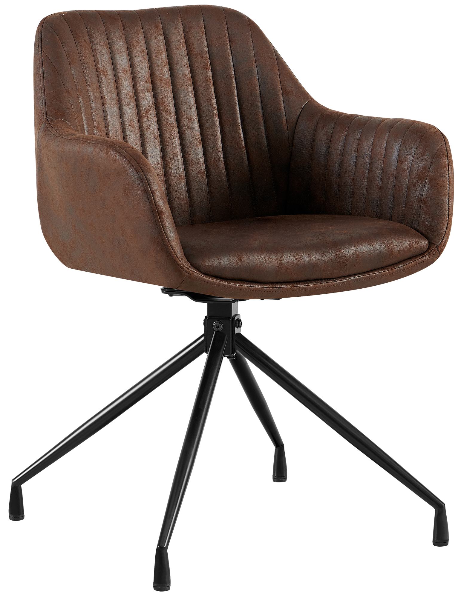 Eetkamerstoel - Dining Chair - Ultiem Zitcomfort & Draaifunctie, Fluweel of Kunstleer Kleur donkerbruin Materiaal Vintage Kunstleder