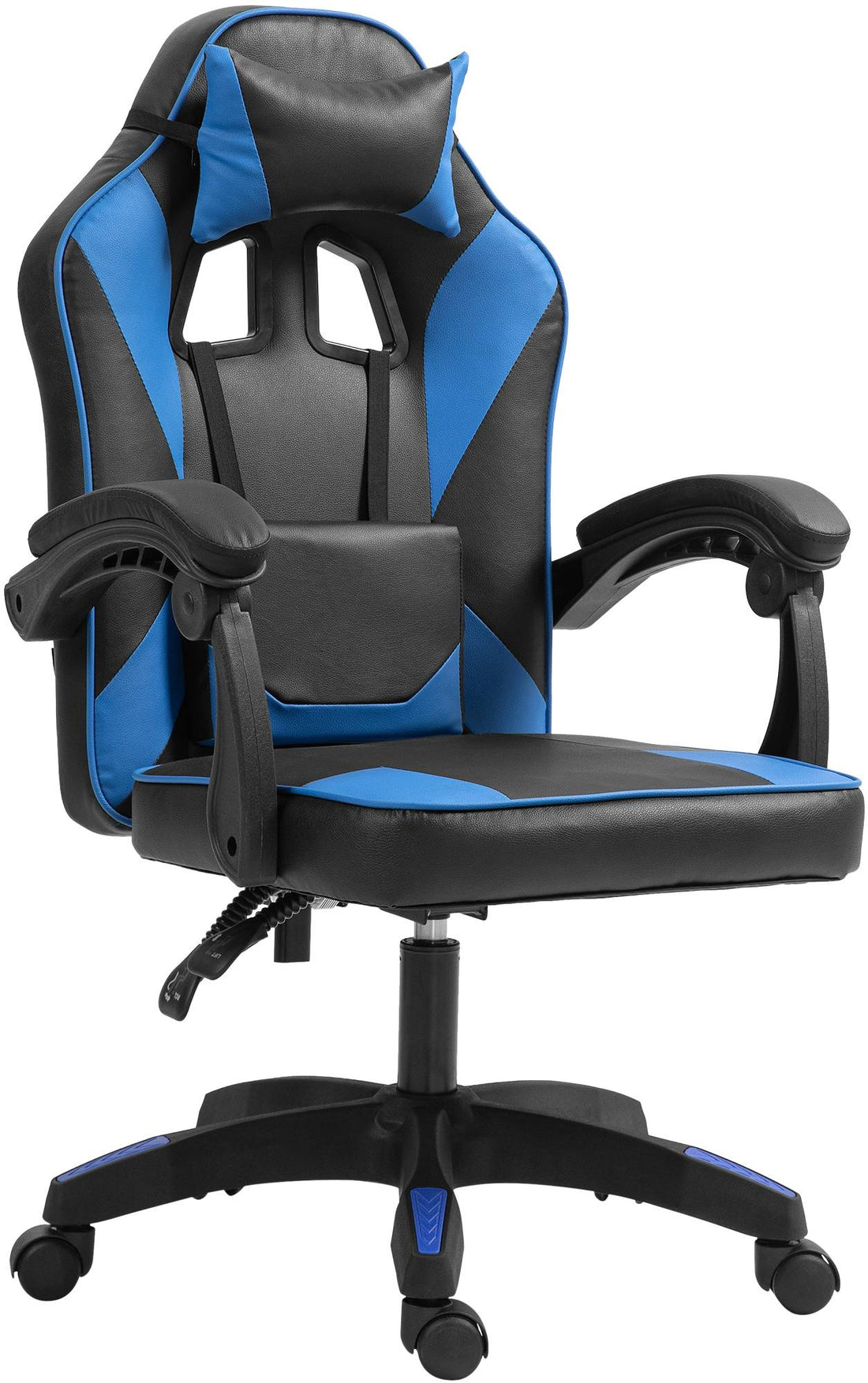 Ergonomische Kunstleren Bureaustoel - Comfortstoel - Verstelbare Rugsteun, Hoogwaardige Materialen Kleur zwart/blauw