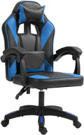 Ergonomische Kunstleren Bureaustoel - Comfortstoel - Verstelbare Rugsteun, Hoogwaardige Materialen Kleur zwart/blauw
