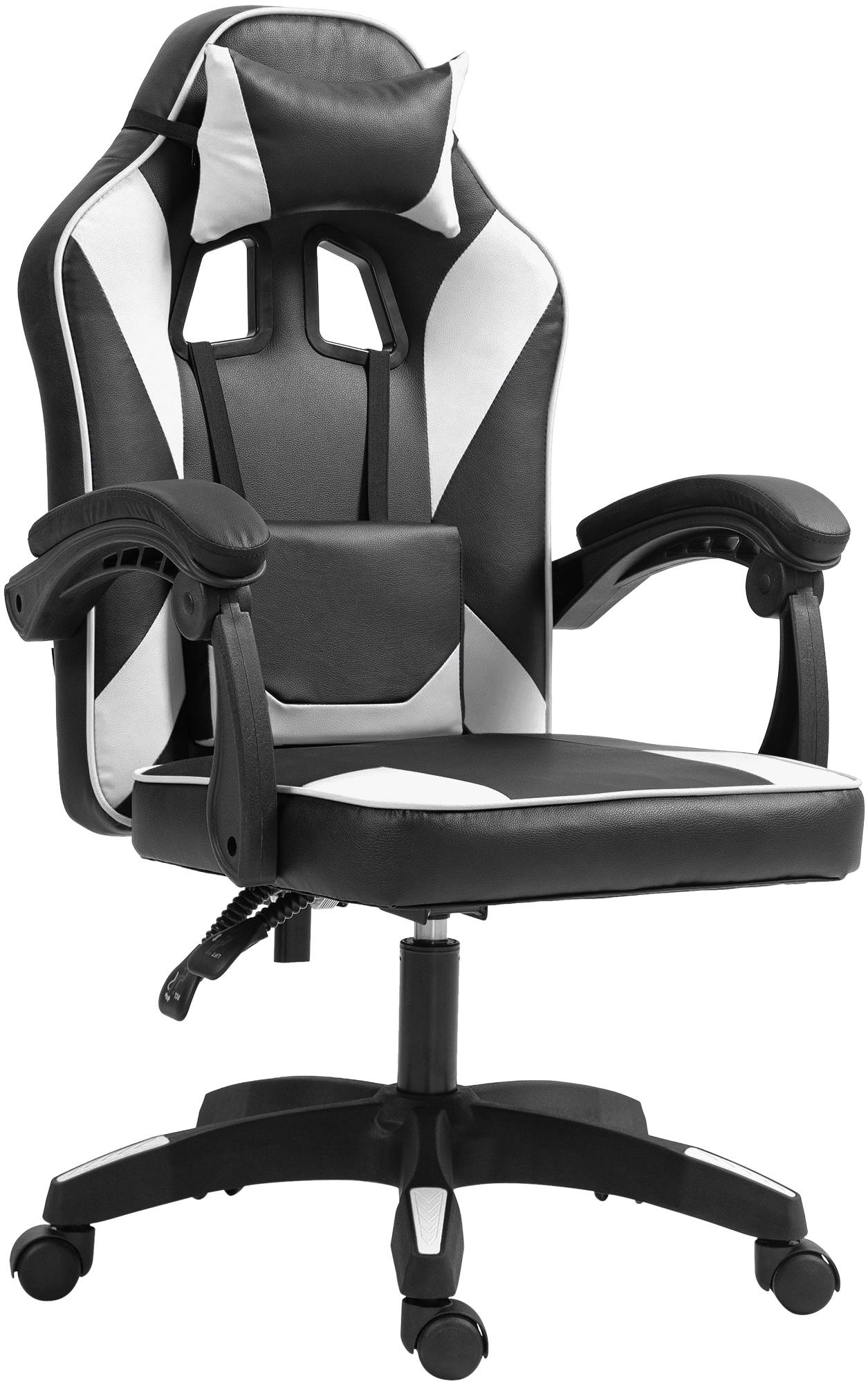 Ergonomische Kunstleren Bureaustoel - Comfortstoel - Verstelbare Rugsteun, Hoogwaardige Materialen Kleur zwart-wit