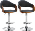 Set van 2 Verstelbare Barkrukken - Kunstlederen Zitvlak - Optimaal Zitcomfort en Stijlvol Design Kleur walnoot/zwart