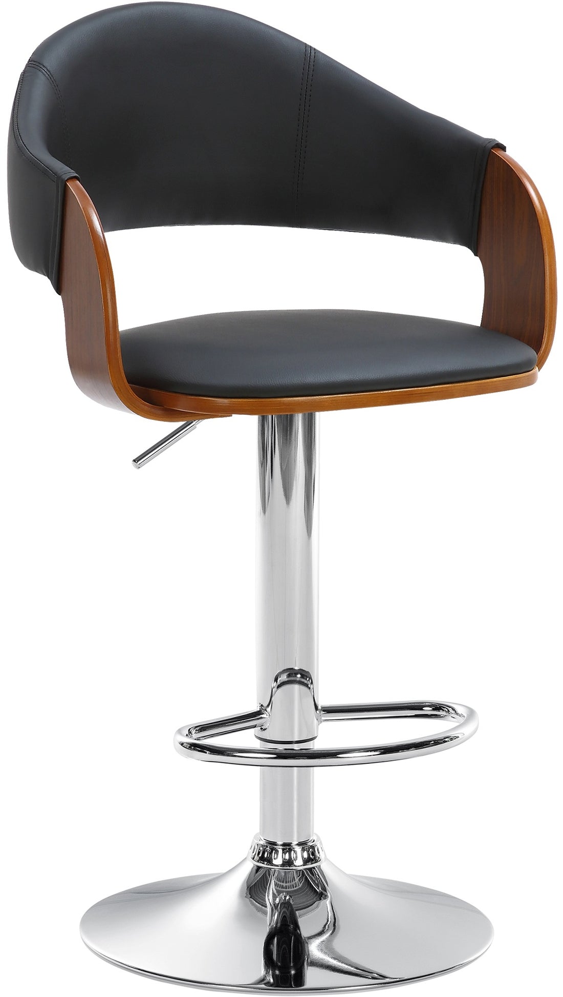 Set van 2 Verstelbare Barkrukken - Kunstlederen Zitvlak - Optimaal Zitcomfort en Stijlvol Design Kleur walnoot/zwart