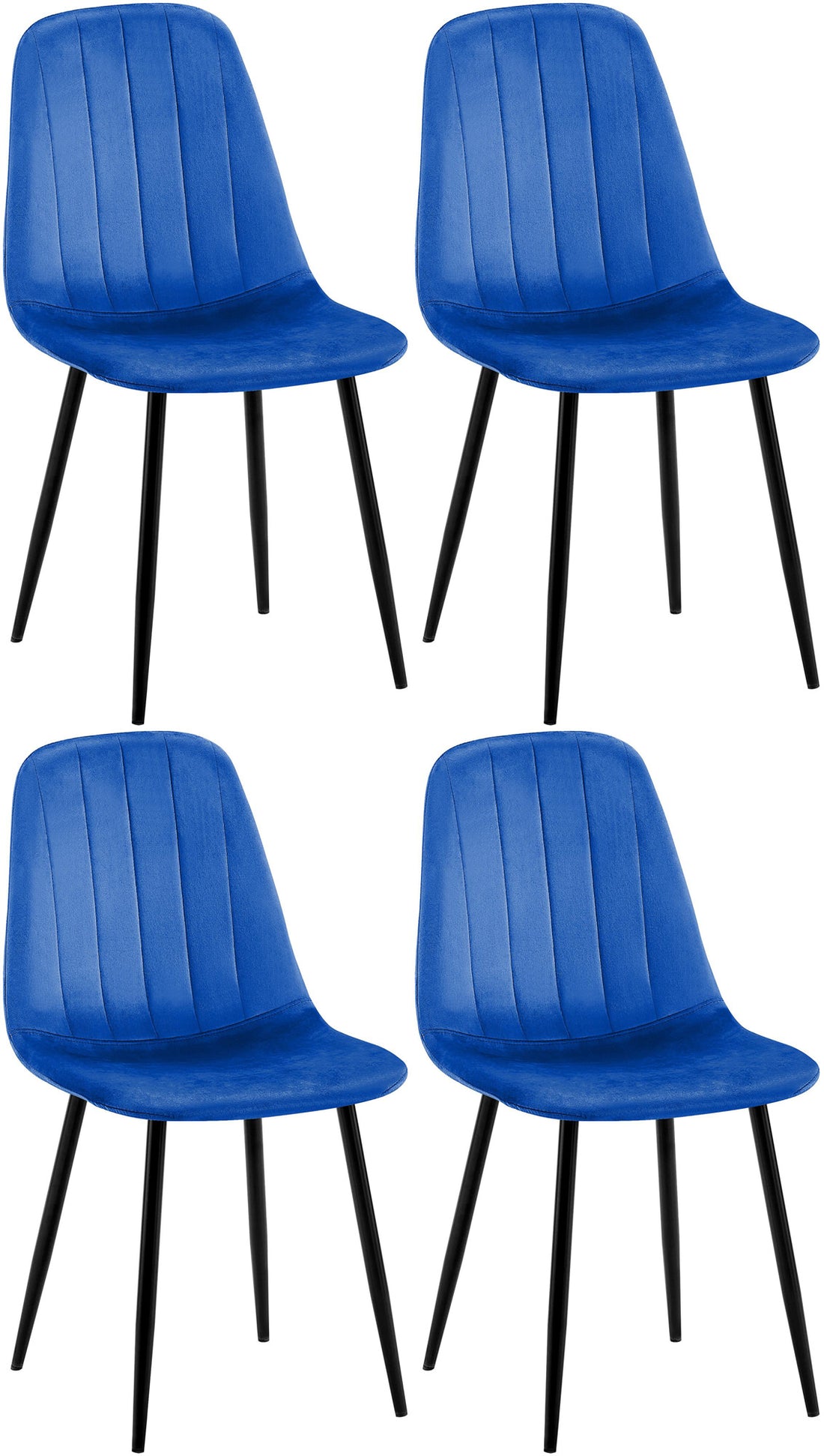 4-delige Set Eetkamerstoelen - Fluweelbekleding - Hoog Zitcomfort Kleur blauw