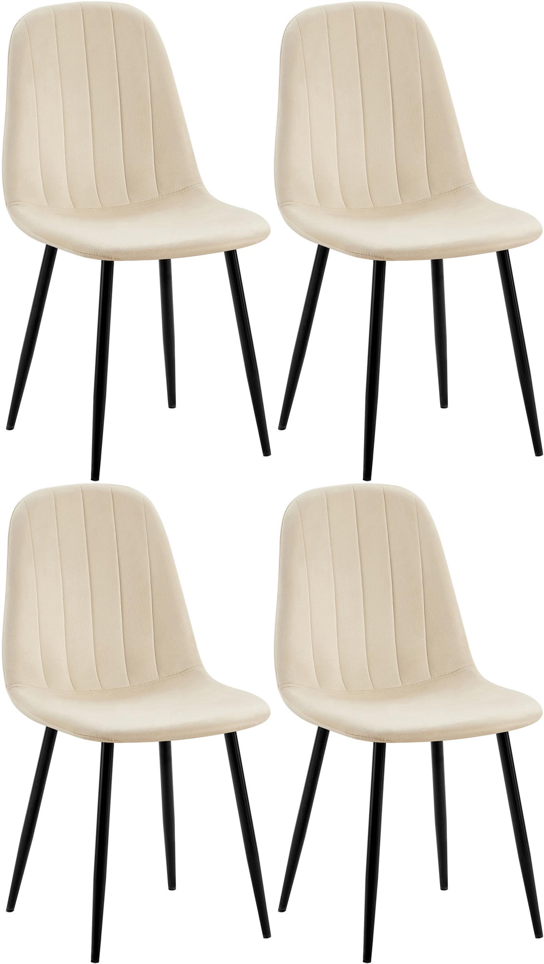 4-delige Set Eetkamerstoelen - Fluweelbekleding - Hoog Zitcomfort Kleur blauw