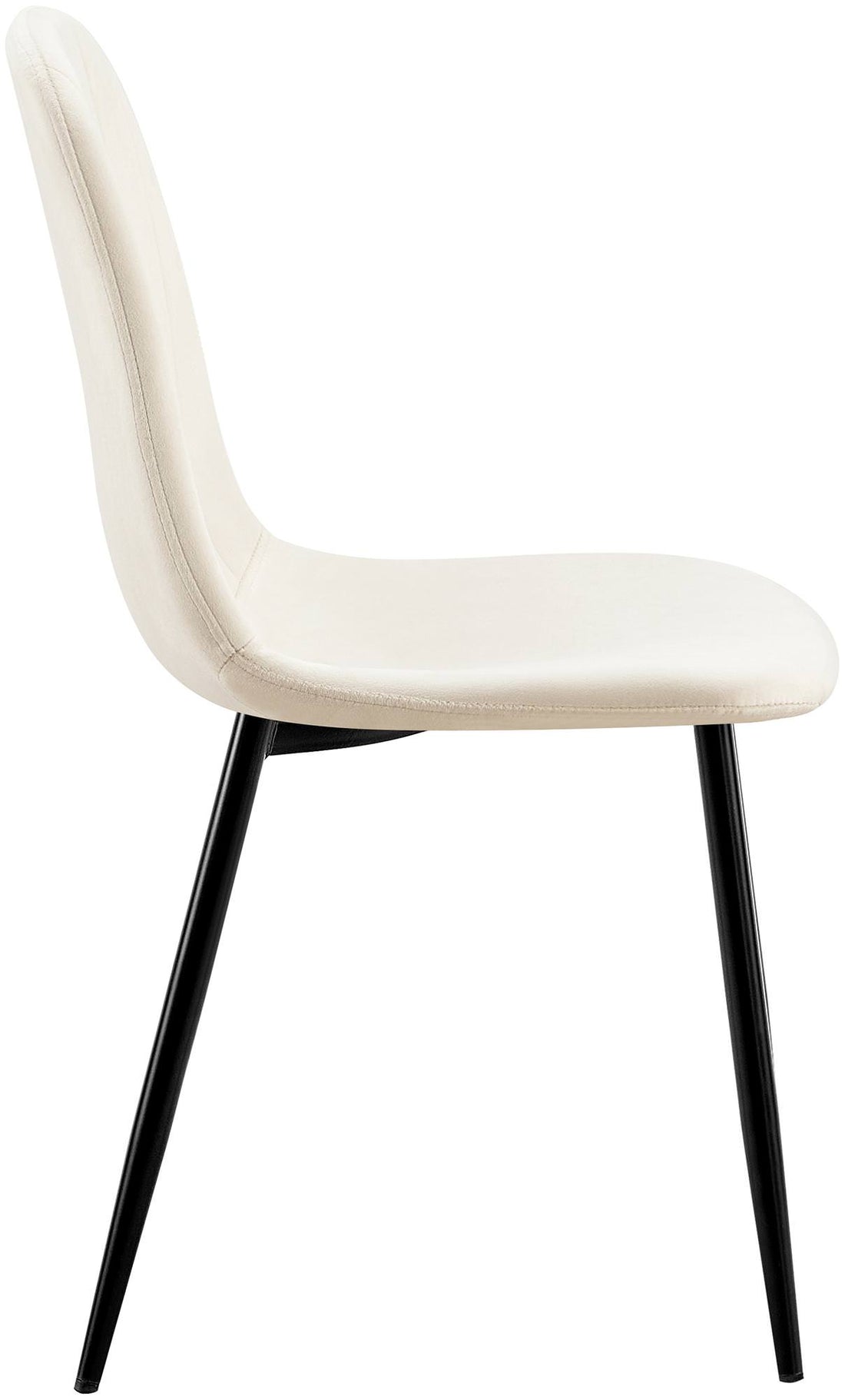Set van 4 Eetkamerstoelen - Keukenstoelen - Hoog Zitcomfort, Fluwelen Bekleding Kleur crèmewit