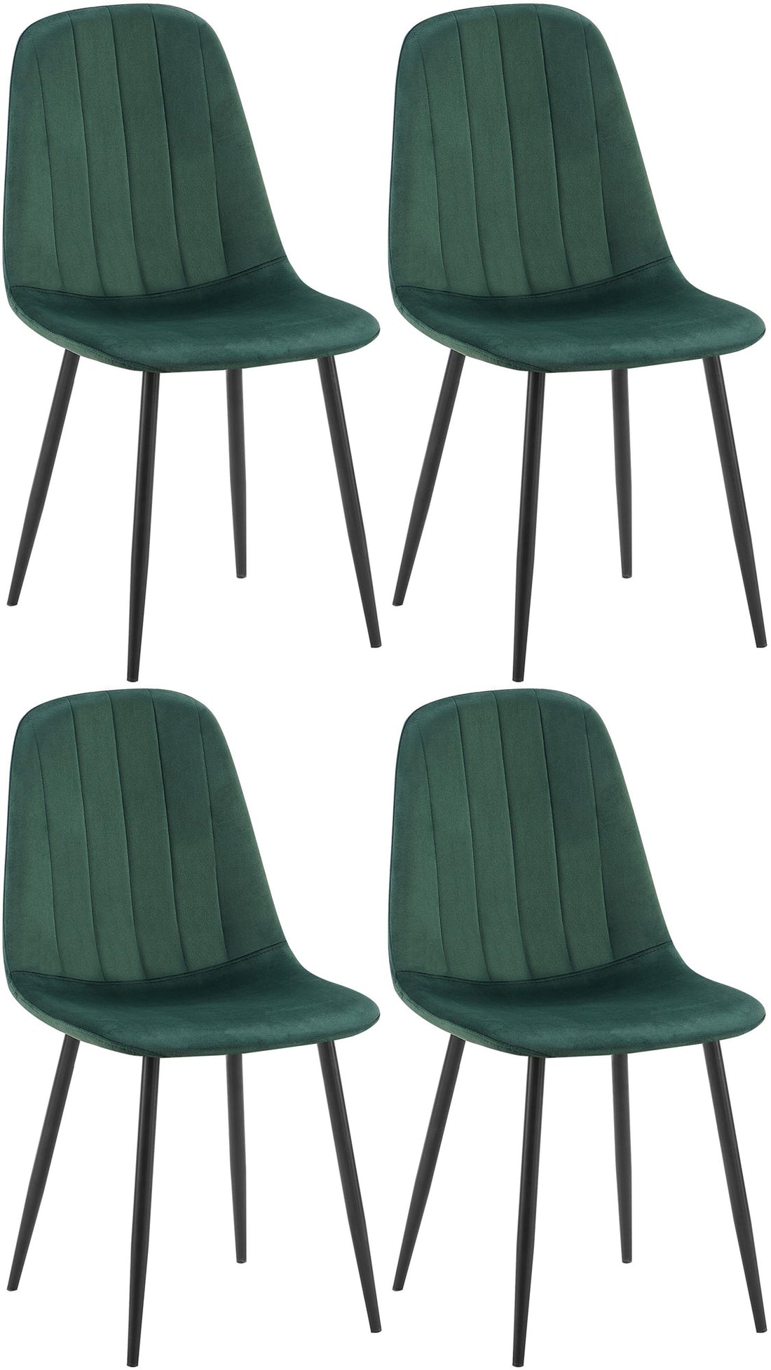 Set van 4 Moderne Eetkamerstoelen - Keukenstoelen - Comfortabele Fluwelen Bekleding Kleur groen