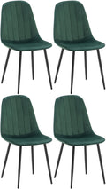 Set van 4 Moderne Eetkamerstoelen - Keukenstoelen - Comfortabele Fluwelen Bekleding Kleur groen