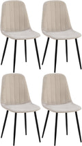 4-delige Set Eetkamerstoelen - Fluweelbekleding - Hoog Zitcomfort Kleur grijs