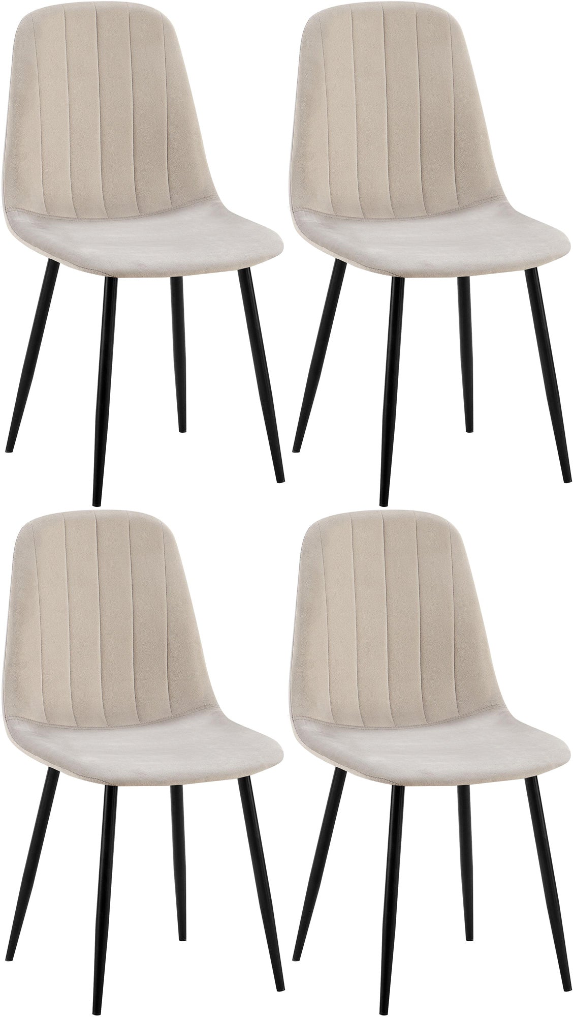 4-delige Set Eetkamerstoelen - Fluweelbekleding - Hoog Zitcomfort Kleur grijs