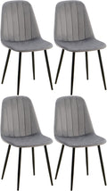 4-delige Set Eetkamerstoelen - Fluweelbekleding - Hoog Zitcomfort Kleur donkergrijs