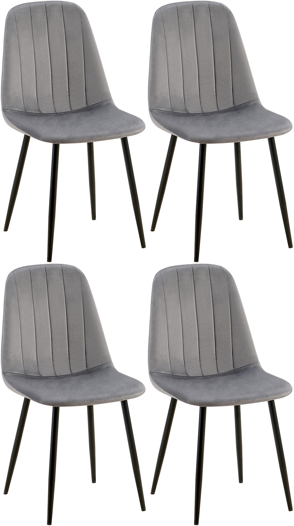 4-delige Set Eetkamerstoelen - Fluweelbekleding - Hoog Zitcomfort Kleur donkergrijs