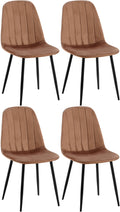 4-delige Set Eetkamerstoelen - Fluweelbekleding - Hoog Zitcomfort Kleur bruin