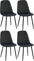 4-delige Set Eetkamerstoelen - Fluweelbekleding - Hoog Zitcomfort Kleur zwart