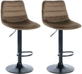 Set van 2 Fluwelen Barkrukken - Barstoelen - Hoogte Verstelbaar en 360° Draaibaar Kleur bruin