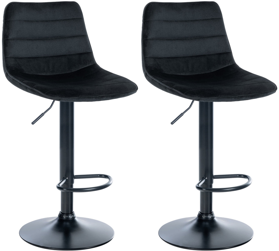 Set van 2 Fluwelen Barkrukken - Ergonomische Design - Optimaal Comfort - Traploos Verstelbaar Kleur zwart