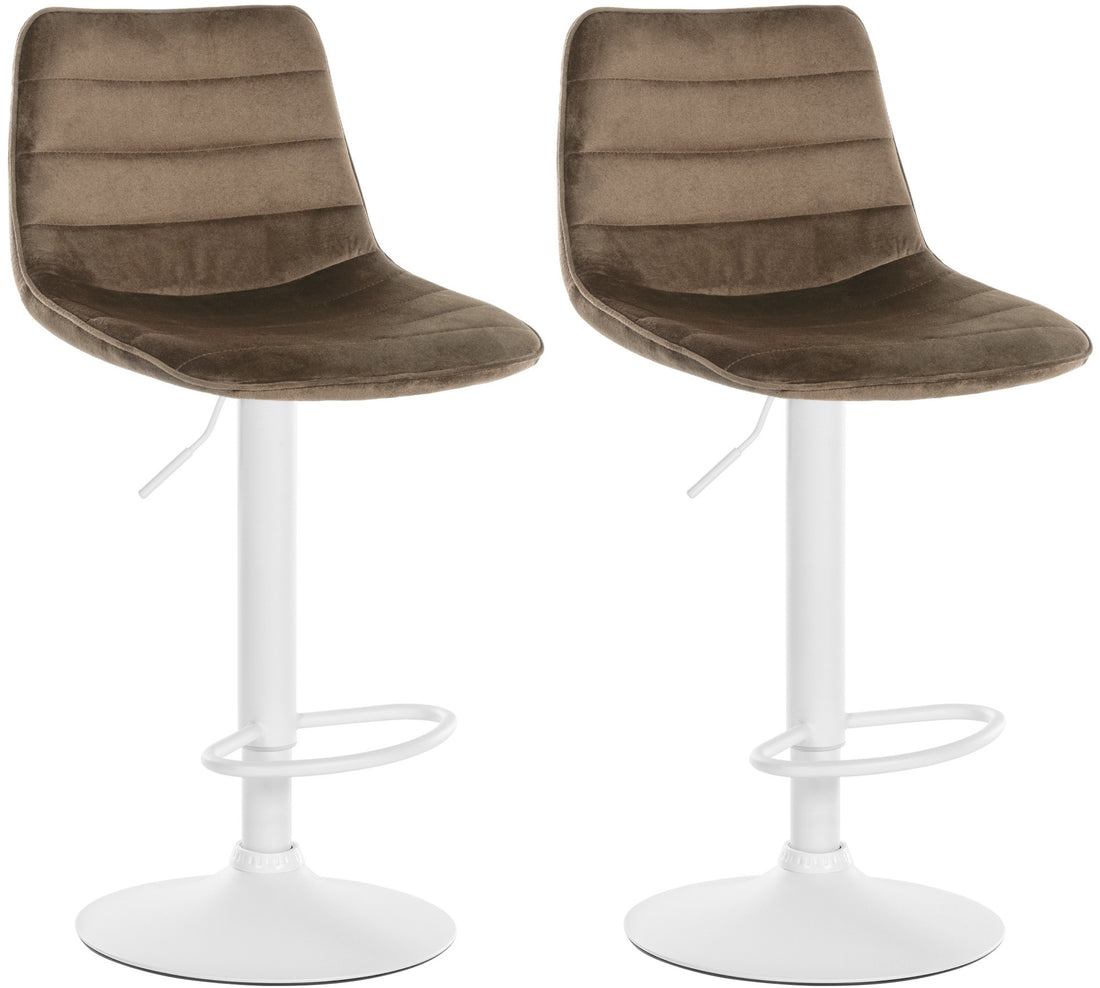 Set van 2 Fluwelen Barkrukken - Barstoelen - Hoogte verstelbaar, Tijdloos Ontwerp Kleur bruin