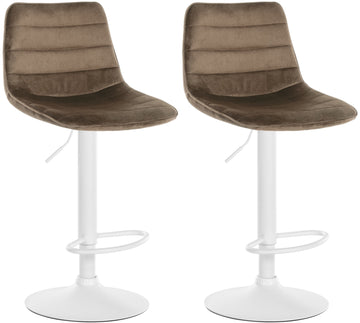 Set van 2 Fluwelen Barkrukken - Barstoelen - Hoogte verstelbaar, Tijdloos Ontwerp Kleur bruin