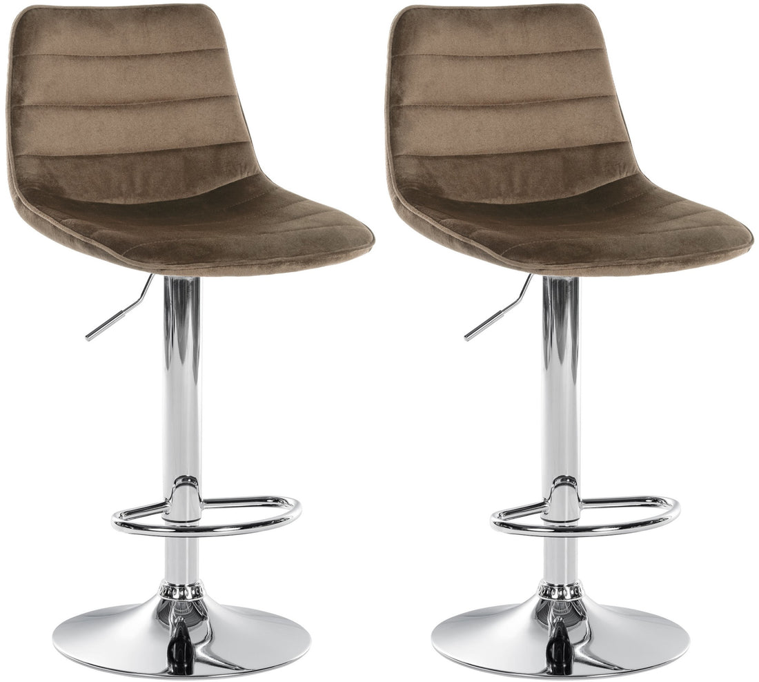 Set van 2 Fluwelen Barkrukken - Velvet Stijl - Traploos Verstelbaar, Stabiel Ontwerp Kleur bruin