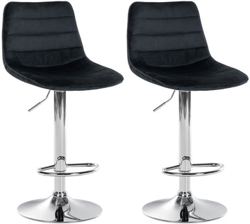 2-delige set Fluwelen Barkrukken - Elegante Krukken - Optimale Comfort Kleur zwart