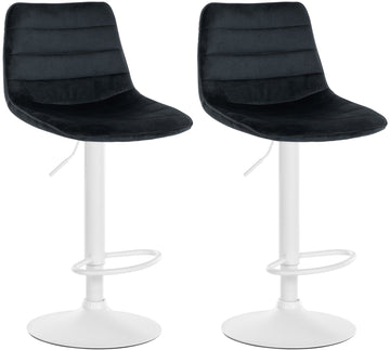 Fluwelen Barkrukken Set van 2 - Stoelen - Comfortabele Rugleuning, Hoogte Verstelbaar Kleur zwart
