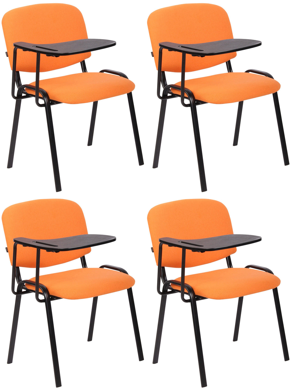 Set van 4 Comfortabele Stoelen – Vergaderstoelen – Incl. Klaptafeltje, Ergonomisch & Stabiel Kleur oranje