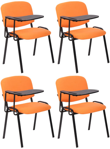 Set van 4 Comfortabele Stoelen – Vergaderstoelen – Incl. Klaptafeltje, Ergonomisch & Stabiel Kleur oranje