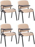 4-delige Conferentiestoelenset - Vergaderstoelen - Inclusief Klaptafeltje Kleur crème