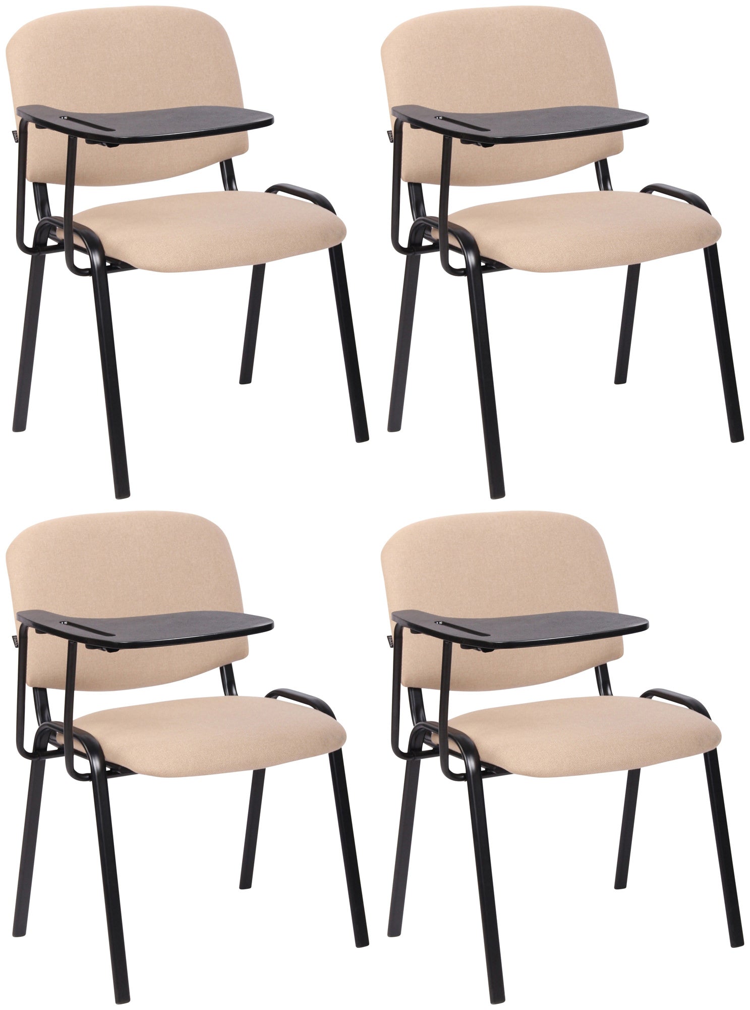 4-delige Conferentiestoelenset - Vergaderstoelen - Inclusief Klaptafeltje Kleur crème