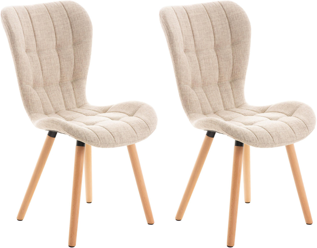 Set van 2 Eetkamerstoelen, Dining Chairs, Comfortabele Bekleding, Moderne Look Kleur crème Materiaal Stof
