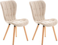 Set van 2 Eetkamerstoelen, Dining Chairs, Comfortabele Bekleding, Moderne Look Kleur crème Materiaal Stof