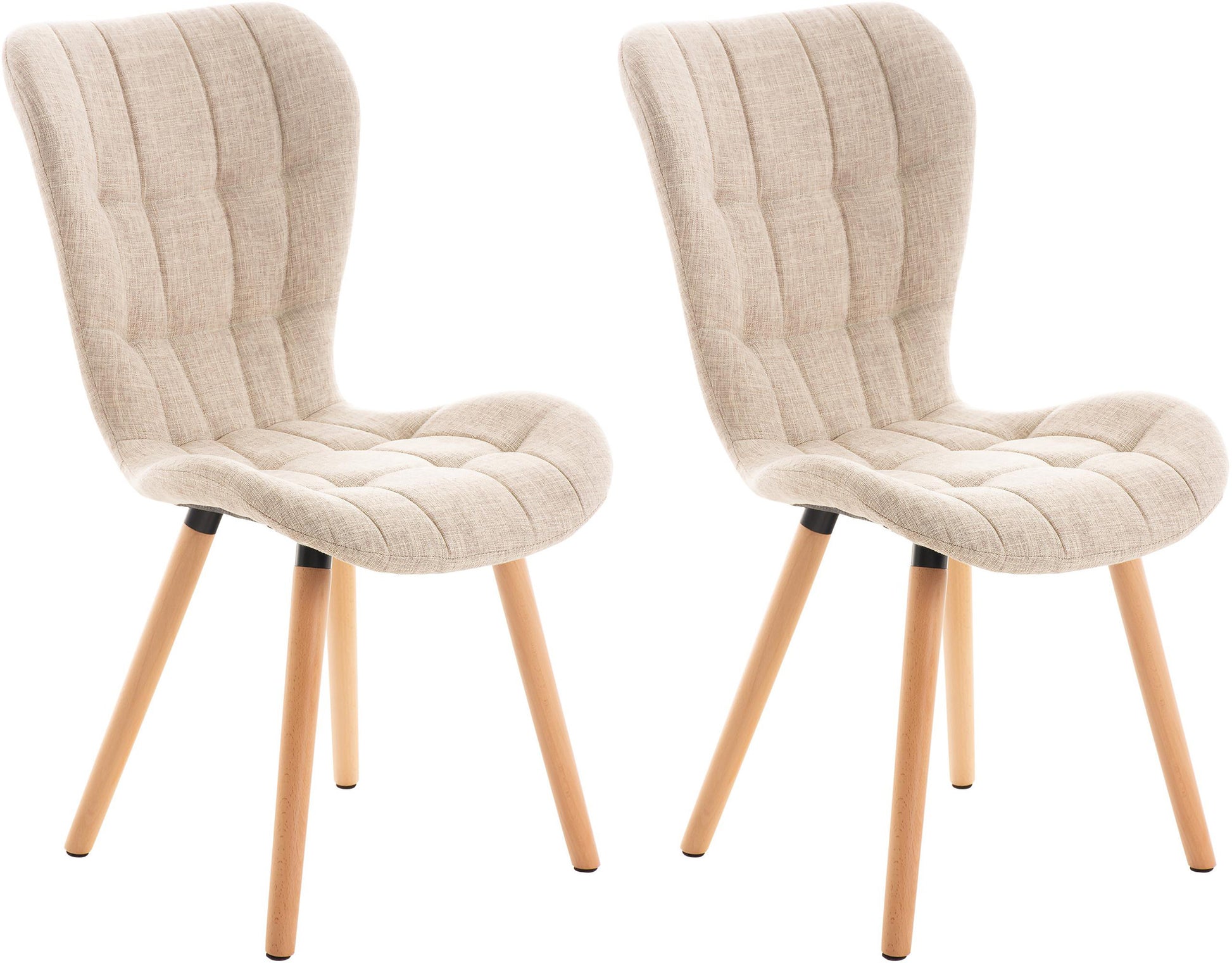 Set van 2 Eetkamerstoelen, Dining Chairs, Comfortabele Bekleding, Moderne Look Kleur crème Materiaal Stof