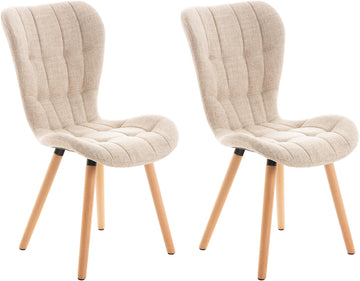 Set van 2 Eetkamerstoelen, Dining Chairs, Comfortabele Bekleding, Moderne Look Kleur crème Materiaal Stof