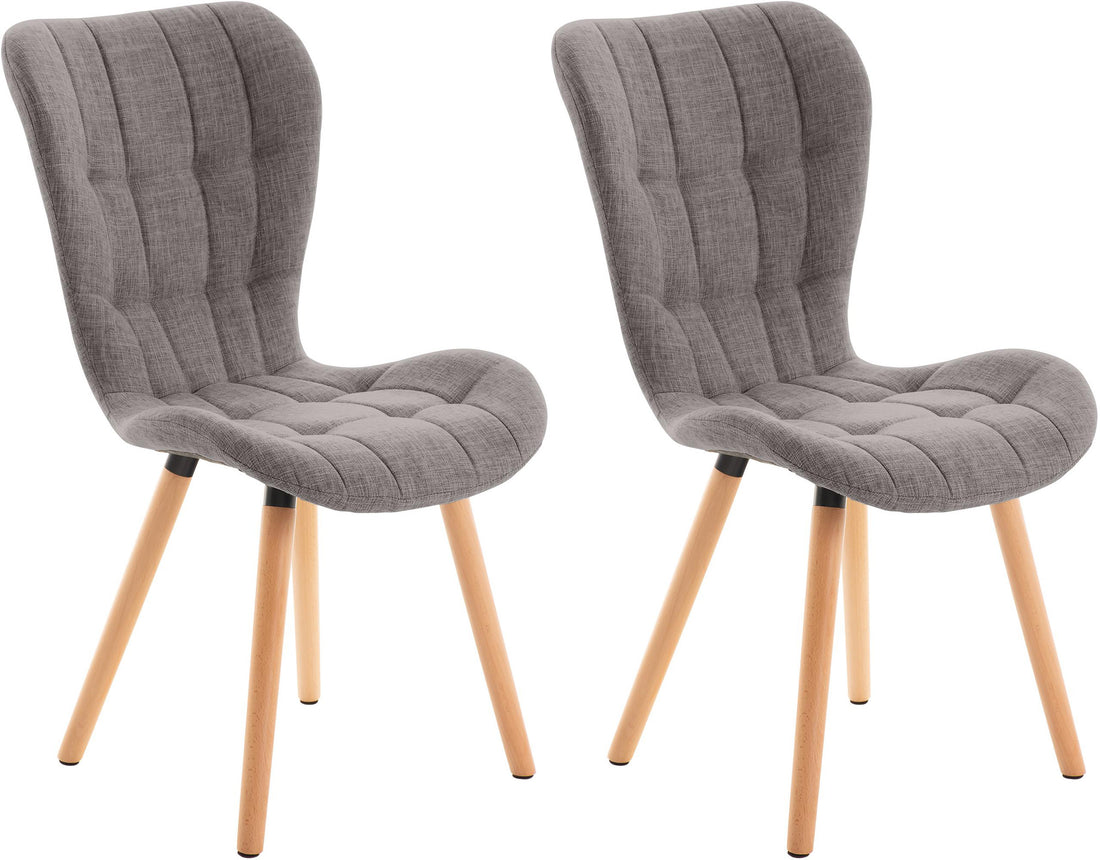 Set van 2 Eetkamerstoelen, Dining Chairs, Comfortabele Bekleding, Moderne Look Kleur crème Materiaal Stof