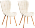 Set van 2 Eetkamerstoelen, Dining Chairs, Comfortabele Bekleding, Moderne Look Kleur crème Materiaal kunstleer