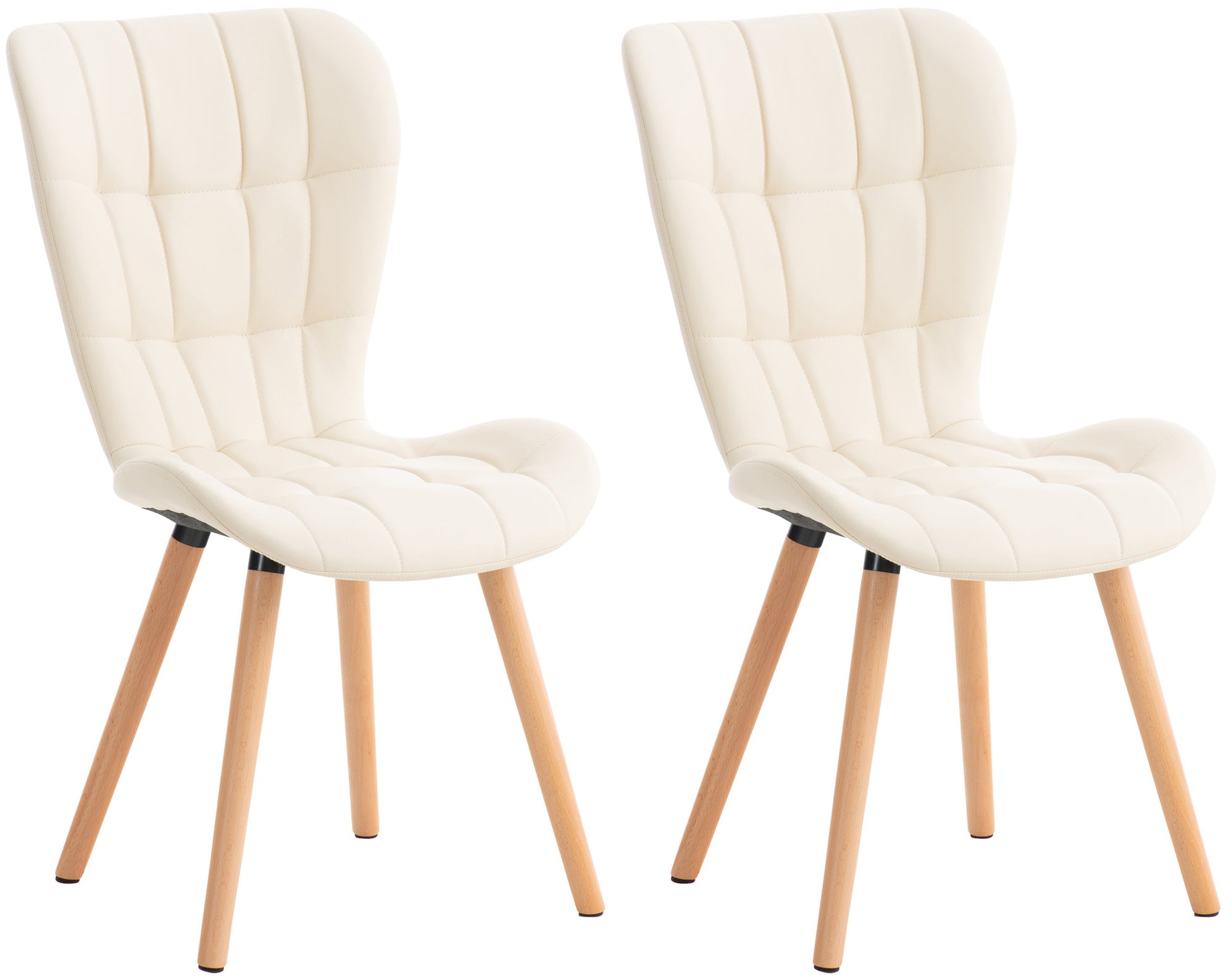 Set van 2 Eetkamerstoelen, Dining Chairs, Comfortabele Bekleding, Moderne Look Kleur crème Materiaal kunstleer