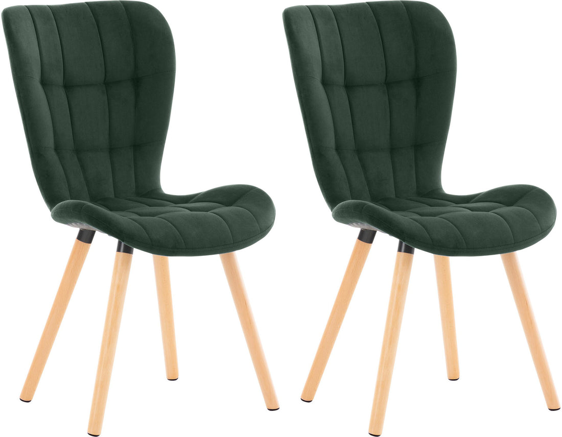 2-delige set Eetkamerstoelen - Stoelenset - Comfortabel, Fluweel/Fabric Cocktail Kleur groen