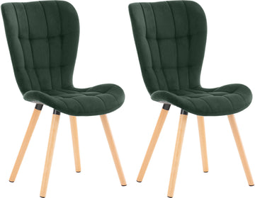 2-delige set Eetkamerstoelen - Stoelenset - Comfortabel, Fluweel/Fabric Cocktail Kleur groen