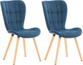 Set van 2 Eetkamerstoelen, Dining Chairs, Comfortabele Bekleding, Moderne Look Kleur blauw Materiaal zacht