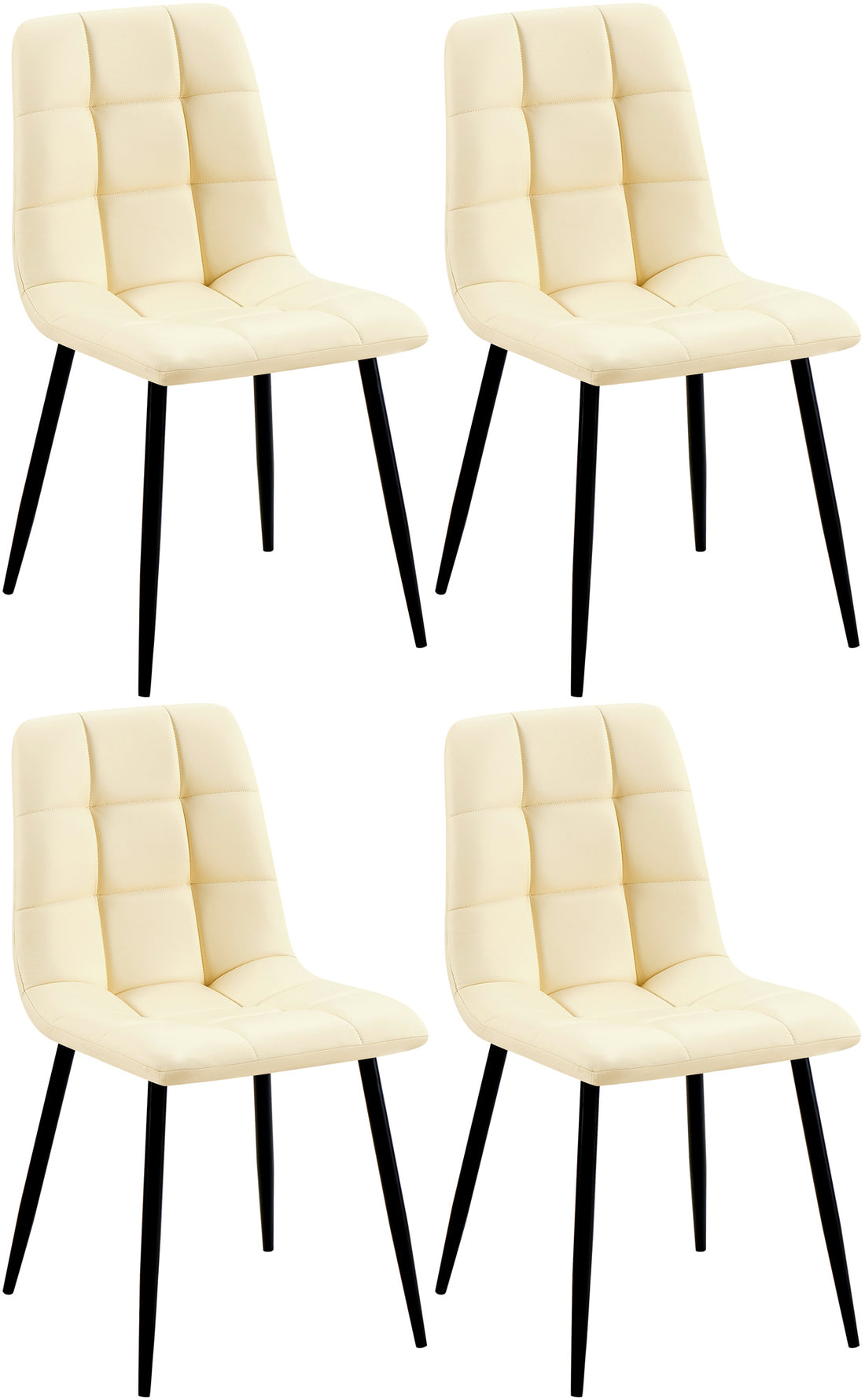 4-delige Set Eetkamerstoelen - Kunstleer - Onderhoudsvriendelijk Design Kleur crème