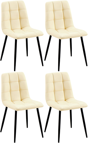 4-delige Set Eetkamerstoelen - Kunstleer - Onderhoudsvriendelijk Design Kleur crème
