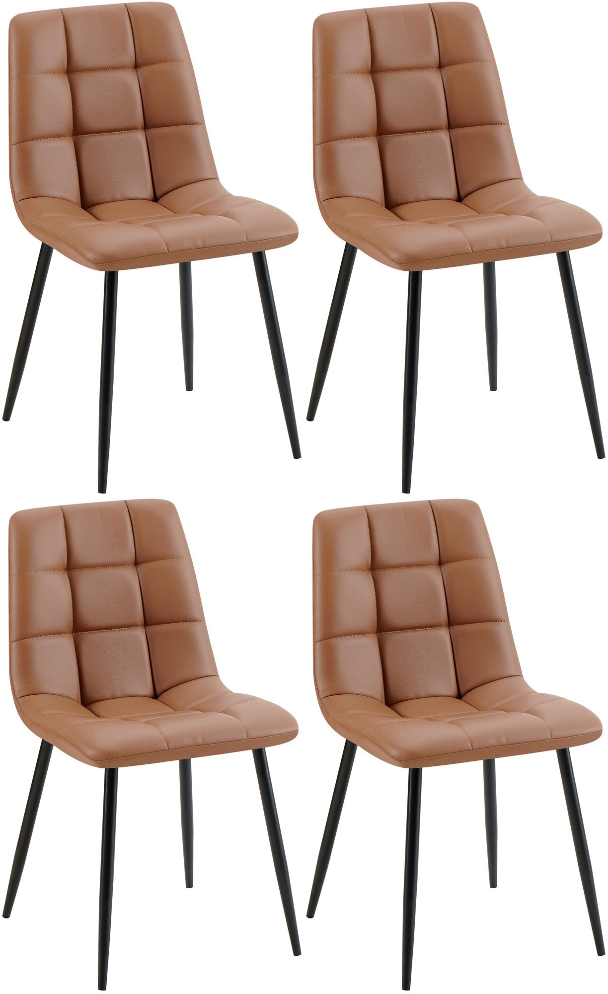 4-delige Set Eetkamerstoelen - Kunstleer - Onderhoudsvriendelijk Design Kleur donkerbruin