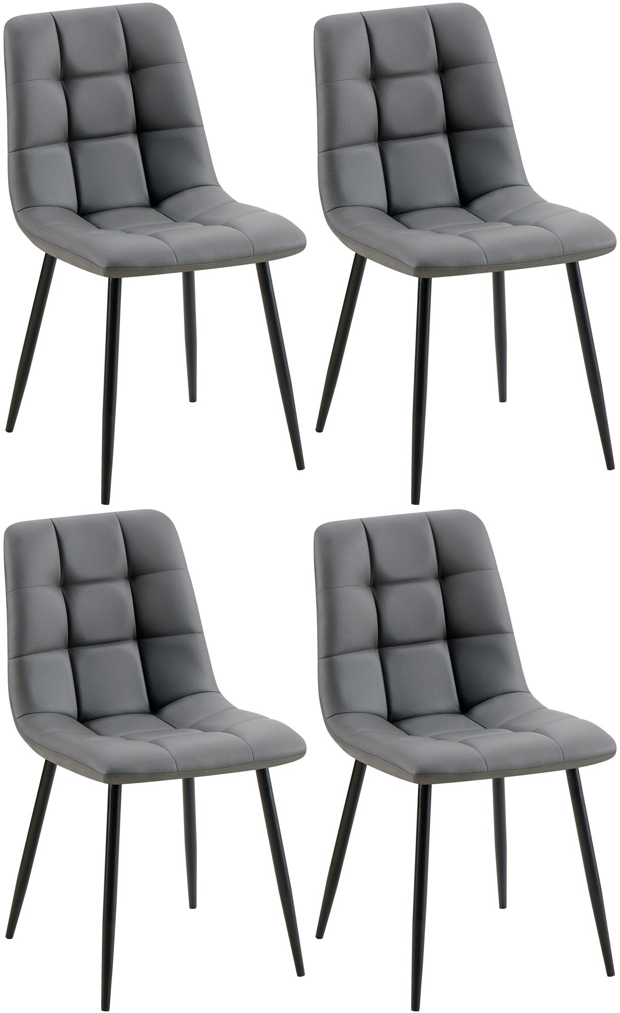 4-delige Set Eetkamerstoelen - Kunstleer - Onderhoudsvriendelijk Design Kleur donkergrijs