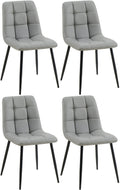 4-delige Set Eetkamerstoelen - Kunstleer - Onderhoudsvriendelijk Design Kleur lichtgrijs