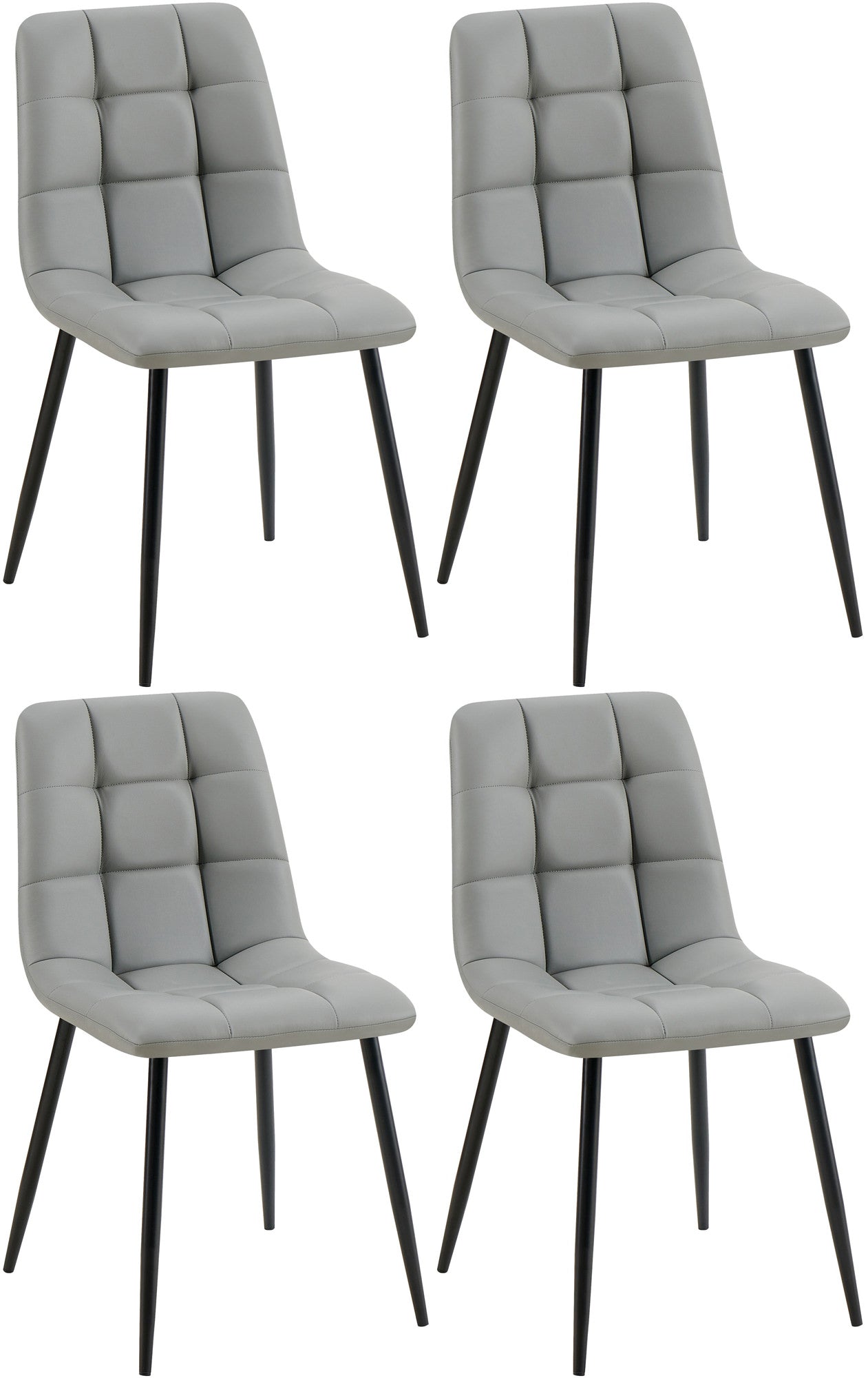 4-delige Set Eetkamerstoelen - Kunstleer - Onderhoudsvriendelijk Design Kleur lichtgrijs